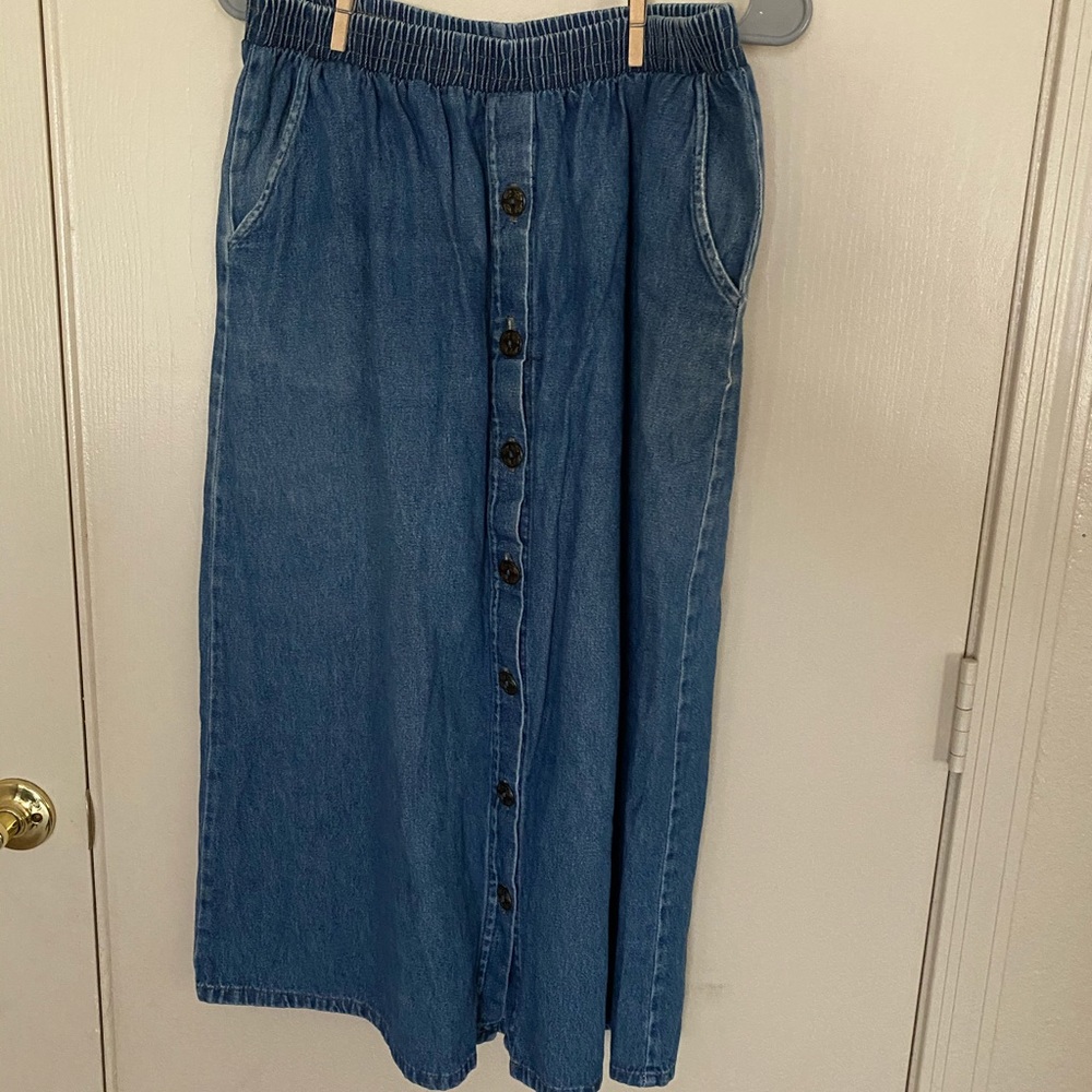 Vintage denim midi skirt